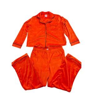 JUICY COUTURE Pajama Set‎ L Sleepwear Velour Long Sleeve Top Button Up & Pants